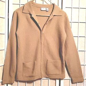 SUTTON STUDIO  OLIVE 100% WOOL CARDIGAN SZ S